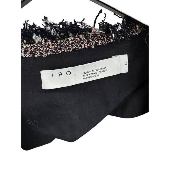 IRO Paris Shavadispe Metallic Tweed Frayed Boucle Open Front Jacket Size 44 - Picture 3 of 7